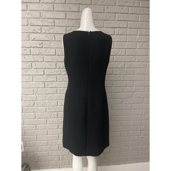 Ann Taylor Women Black Sleeveless Wool Embroidery Trim Sheath Dress Size 6 - Picture 5 of 10